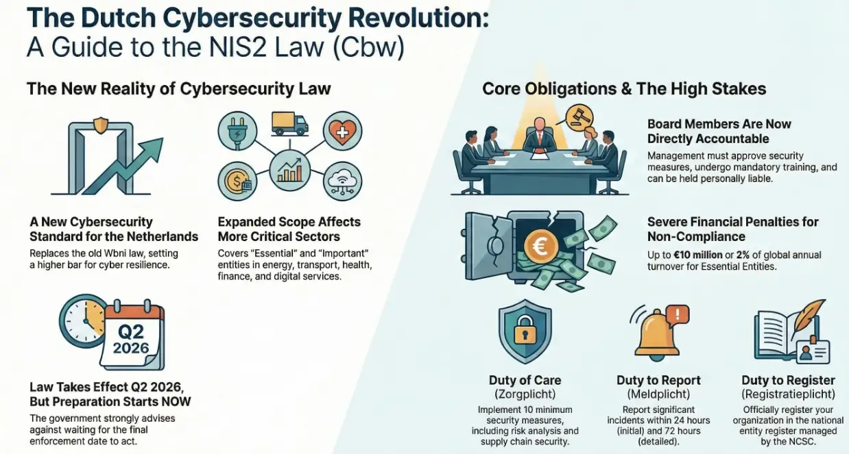 The Dutch NIS2 Law (Cbw) is Delayed to 2026. Acting Now is Not Optional—It's a Fiduciary Duty.